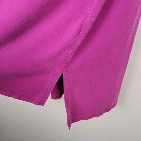 Eileen Fisher Tencel Stretch Jersey T-Shirt Dress Short Sleeve Dark Pink Size L - Picture 8 of 15